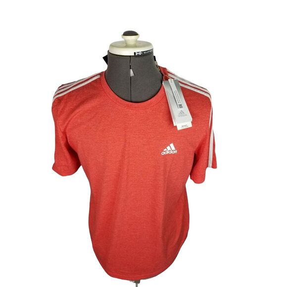 Adidas Aeroready T-Shirt 3 Stripes Tee Short Sleeve‎ Red T-Shirt Men's Size M - Picture 1 of 8